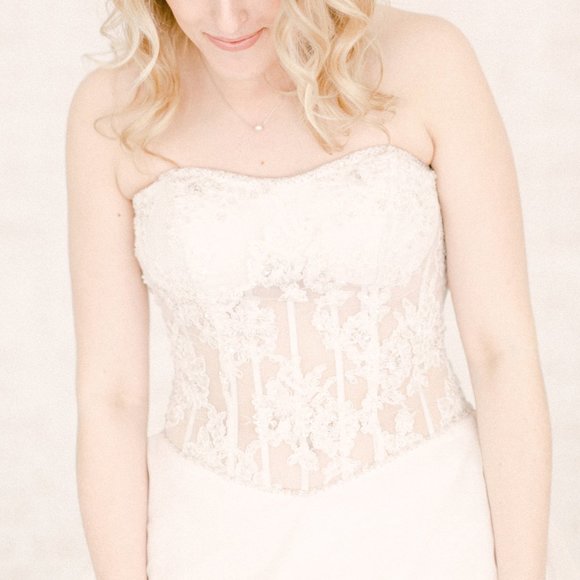 Pale Blush Pink Dress Prom Corset Ivory Flowers 6 - Picture 3 of 13